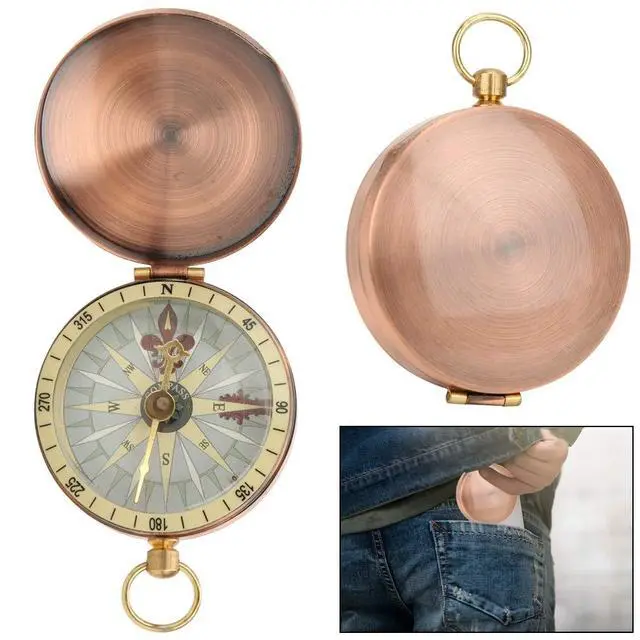 Alt view image 5 of 7 - Vintage Pocket Compass, Classic Camping Watch Flip Navigation Retro