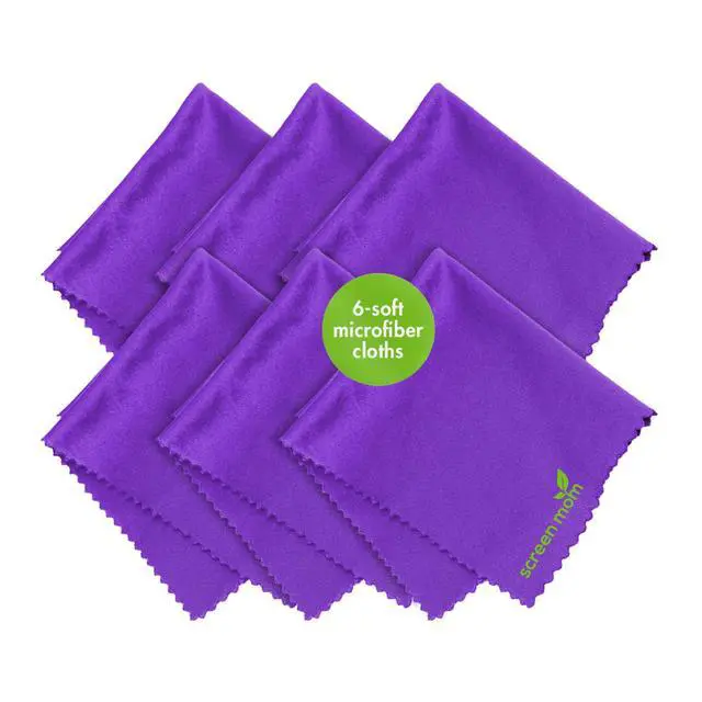 Alt view image 2 of 7 - Screen Cleaner Purple Microfiber Cloths (6-Pack) - Microfiber Screens Cleaner Cloths, TV Cleaning Cloth for Electronic Cleaners, Laptop, Computer & Car Screens Cleaning Kit, TV Cleaners