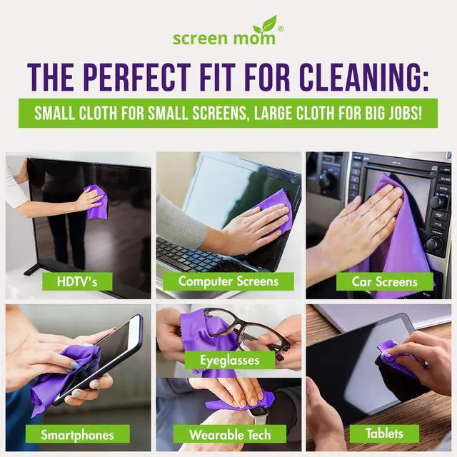 Alt view image 4 of 7 - Screen Cleaner Purple Microfiber Cloths (6-Pack) - Microfiber Screens Cleaner Cloths, TV Cleaning Cloth for Electronic Cleaners, Laptop, Computer & Car Screens Cleaning Kit, TV Cleaners
