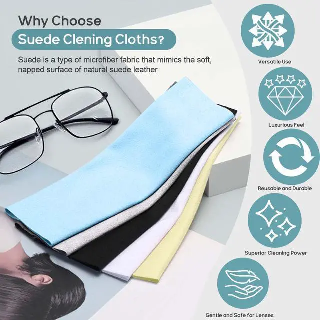 Alt view image 2 of 6 - 60 Pack Small Microfiber Cleaning Cloth for Eyeglasses 8x8cm/3.15x3.15in Luxury Suede Glass Cleaning Cloth Glasses Cleaner for Eye Glass Lens Cleaning Gentle and Lint-Free
