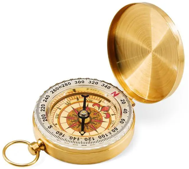 Main image of One Pack Camping Survival Compass, Metal Brass Pocket Compass with Keychain, Glow in The Dark Survival Gear for Hiking Camping Hunting Navigation