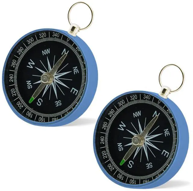 Main image of Pocket Compass, 2 Pieces Mini Compass with Key Ring, Suitable for Hiking Survival, Mountaineering Camping, Outdoor Adventure Party Navigation Tools Blue Color