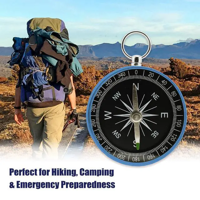 Alt view image 6 of 7 - Pocket Compass, 2 Pieces Mini Compass with Key Ring, Suitable for Hiking Survival, Mountaineering Camping, Outdoor Adventure Party Navigation Tools Blue Color