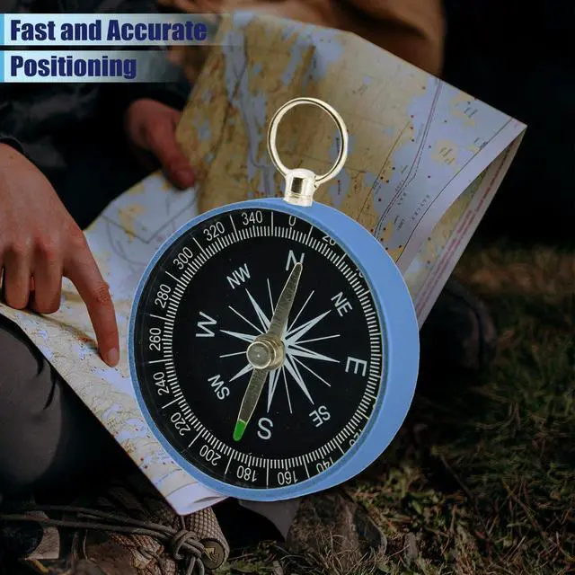 Alt view image 7 of 7 - Pocket Compass, 2 Pieces Mini Compass with Key Ring, Suitable for Hiking Survival, Mountaineering Camping, Outdoor Adventure Party Navigation Tools Blue Color
