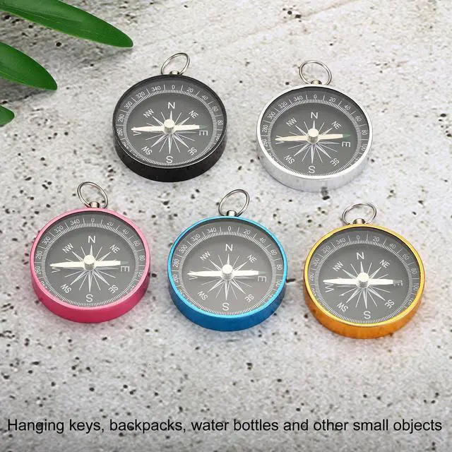 Alt view image 5 of 5 - Pocket Compass, 2 in 1 Set Survival Sports Navigation Compass with Key Ring for Outdoors Camping Hiking, White Black