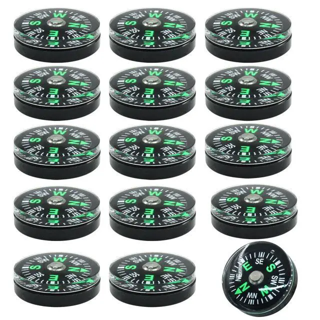 Alt view image 2 of 5 - 15Pcs 20mm Mini Pocket Compass Bulk, Button Compass Accessories for Kids Outdoor Hiking SurvivalBlack