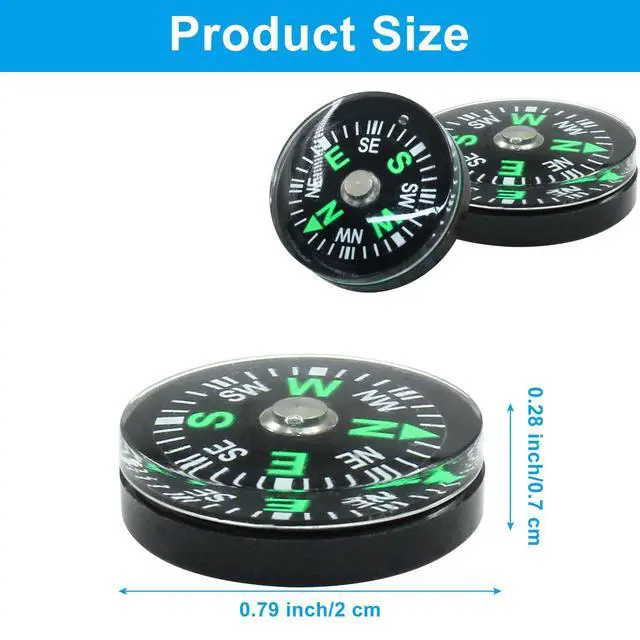 Alt view image 3 of 5 - 15Pcs 20mm Mini Pocket Compass Bulk, Button Compass Accessories for Kids Outdoor Hiking SurvivalBlack
