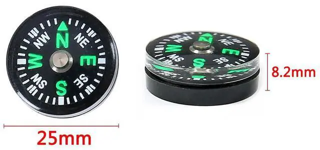 Alt view image 2 of 7 - 5 Pack Mini Pocket Compass 25mm Survival Button Compass for Hiking, Camping, Boating & Outdoor Activities, Small Backpacking Navigation Tool for Paracord, Watch Band & Teens Adventure Gear
