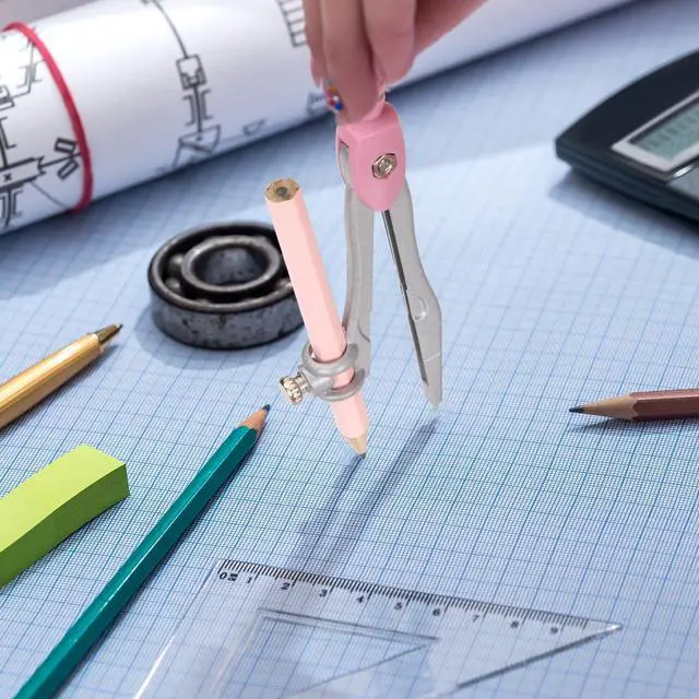 Alt view image 5 of 7 - Compass Geometry Tool Protractor and Compass Set with Metal Box Drawing Compass with Rulers Math Compass Kit for Class Supplies and School 8 Piece