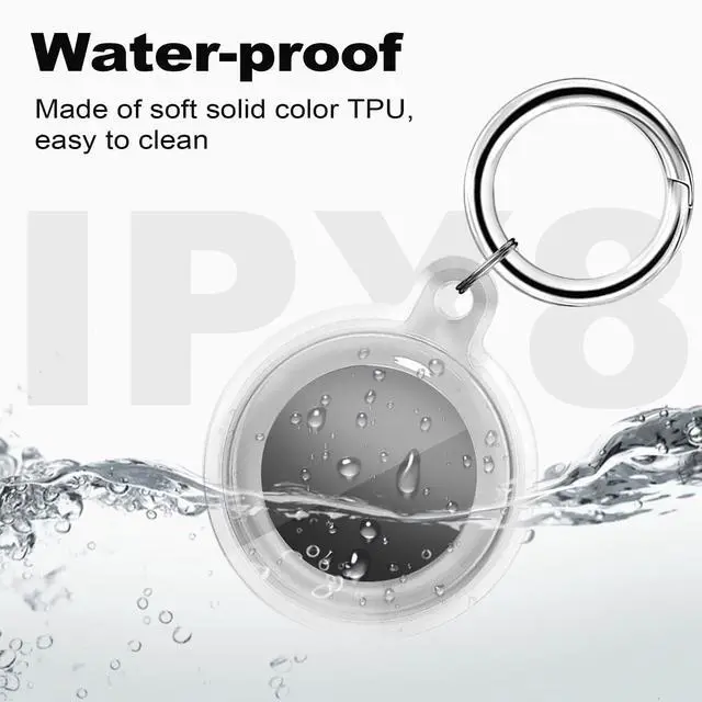 Alt view image 2 of 6 - IPX8 Waterproof for Airtag Holder, for Apple for Airtags with Keychain,for Air Tag Case for Luggage, Dog Collar, Keys, Anti-Scratch Full Body Protective for Air Tags Holder, Clear