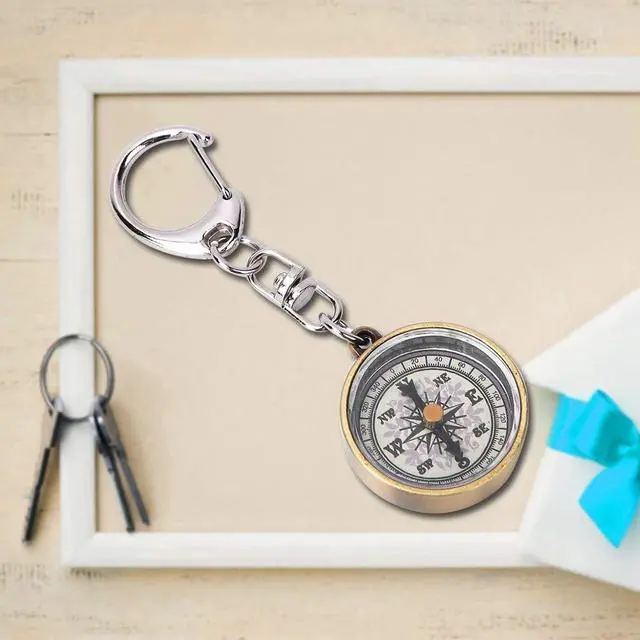 Alt view image 5 of 7 - Keychain Compass, Pack of 2 Vintage Style Zinc Alloy Pocket Compass Navigation Tool for Outdoor Camping Hiking