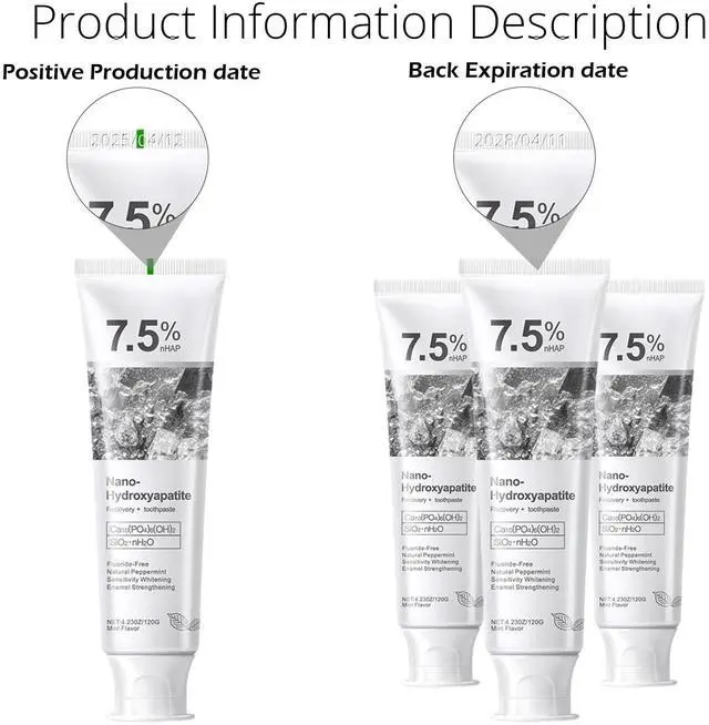Alt view image 3 of 7 - Hydroxyapatite Toothpastes for Enamel Protection and Tooth Strengthening, Gentle Mint, Safe for Sensitive Teeth, Daily Oral Care for Fresh Breath & Oral Health (2)
