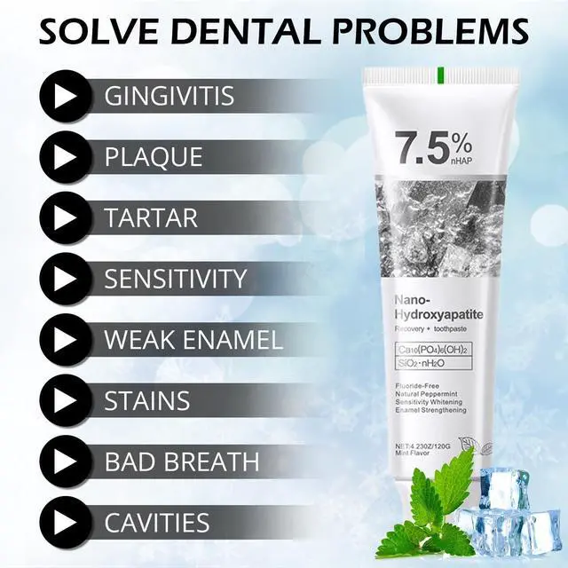 Alt view image 6 of 7 - Hydroxyapatite Toothpastes for Enamel Protection and Tooth Strengthening, Gentle Mint, Safe for Sensitive Teeth, Daily Oral Care for Fresh Breath & Oral Health (2)