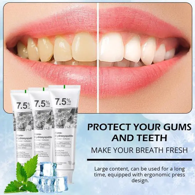 Alt view image 5 of 7 - Hydroxyapatite Toothpastes for Enamel Protection and Tooth Strengthening, Gentle Mint, Safe for Sensitive Teeth, Daily Oral Care for Fresh Breath & Oral Health (2)