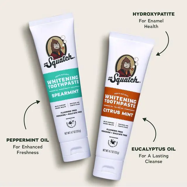 Alt view image 2 of 7 - Hydroxyapatite Toothpaste Whitening - Natural, Fluoride-Free Toothpaste - Enamel Support - Day & Night Set - Citrus Mint & Spearmint, (4.7 oz, 2-Pack)
