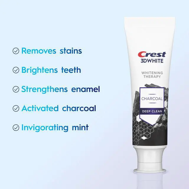 Alt view image 2 of 7 - 3D White Whitening Therapy Charcoal Deep Clean Invigorating Mint Teeth Whitening Toothpaste, 4.6 oz Pack of 3, Anticavity Fluoride Toothpaste, Gently Brightens Teeth, Strengthens Enamel