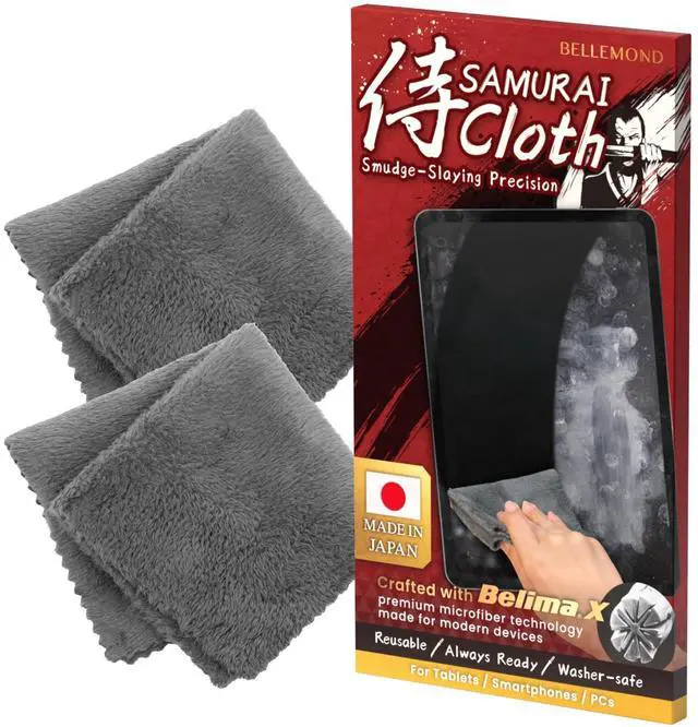 Main image of Samurai ClothJapanese Microfiber Cleaning Cloth | Washable, Reusable, Lint Free Cloth for Phones, Laptops, Lenses, Screens & Electronics | Made in Japan | Small | 2 Pack