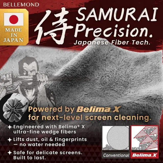 Alt view image 2 of 7 - Samurai ClothJapanese Microfiber Cleaning Cloth | Washable, Reusable, Lint Free Cloth for Phones, Laptops, Lenses, Screens & Electronics | Made in Japan | Small | 2 Pack