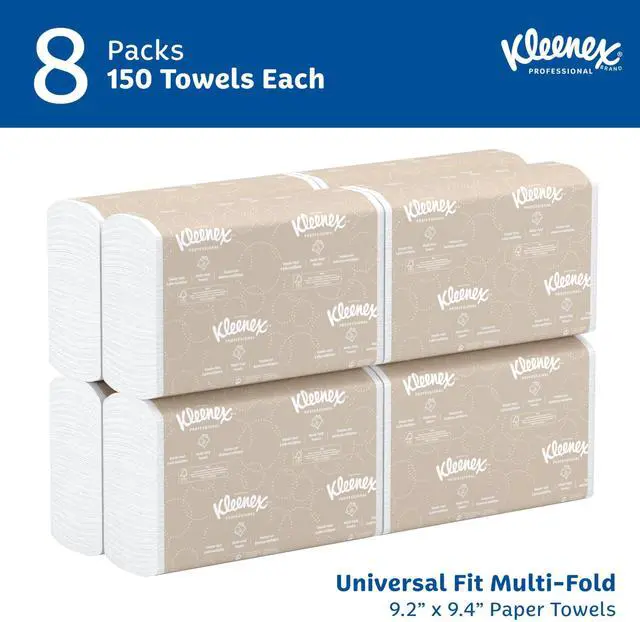 Alt view image 2 of 7 - Professional Universal Multifold Paper Towels, Bulk (02046), Absorbency Pockets, 9.2" x 9.4" Towel, White (150 Sheets/Pack, 8 Packs/Case, 1,200 Sheet Total)