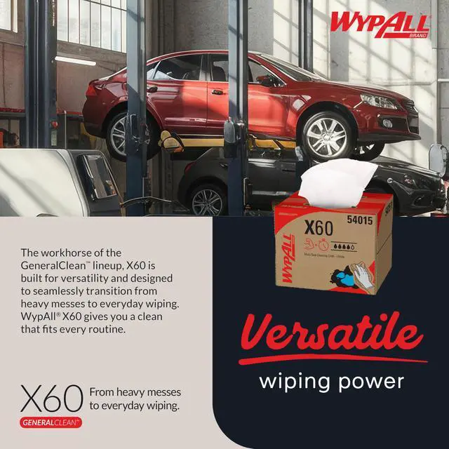 Alt view image 5 of 7 - GeneralClean X60 Cloths Multi-Task Cleaning Wipes (54015), Brag Box, Strong and Absorbent Towels, White (1 Pack of 236 Sheets, 236 Sheet Total)