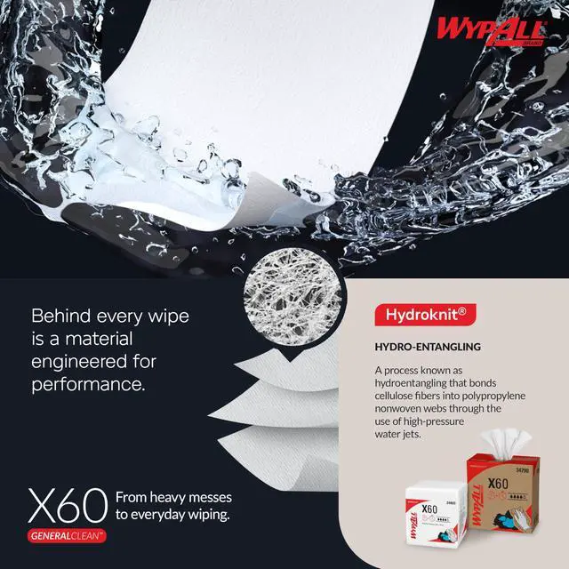 Alt view image 7 of 7 - GeneralClean X60 Cloths Multi-Task Cleaning Wipes (54015), Brag Box, Strong and Absorbent Towels, White (1 Pack of 236 Sheets, 236 Sheet Total)