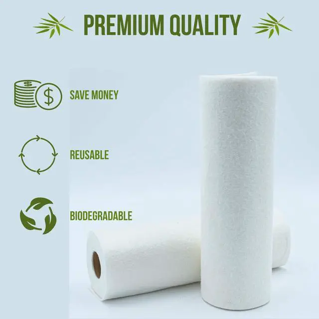 Alt view image 2 of 5 - Reusable Bamboo Rayon Towels - Pack of 2 Washable Kitchen Paper Towels - Lint free, Zero Waste, Recyclable, 2x20 Heavy Duty Organic Washable Rolls