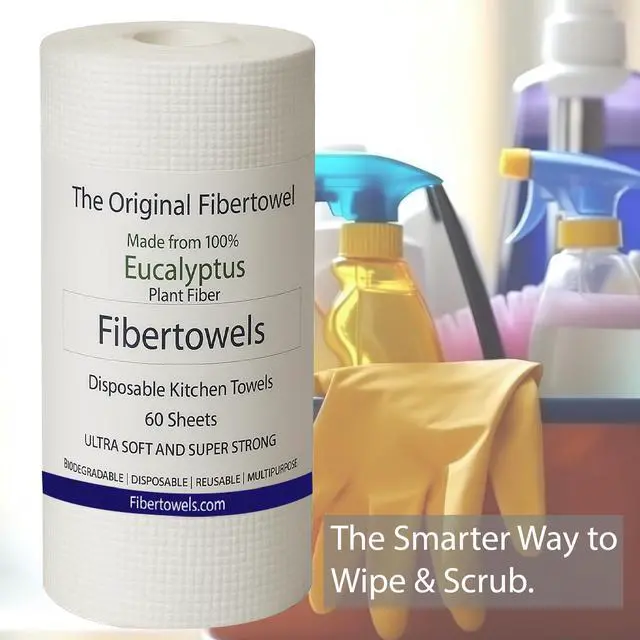 Alt view image 3 of 7 - 3 Pack Fibertowels Disposable Kitchen Towels Rolls XL 12" x 10", Ultrasoft & Super Strong, Eucalyptus Plant-Based Highly Absorbent Kitchen & Bathroom Cleaning Sheets 180ct