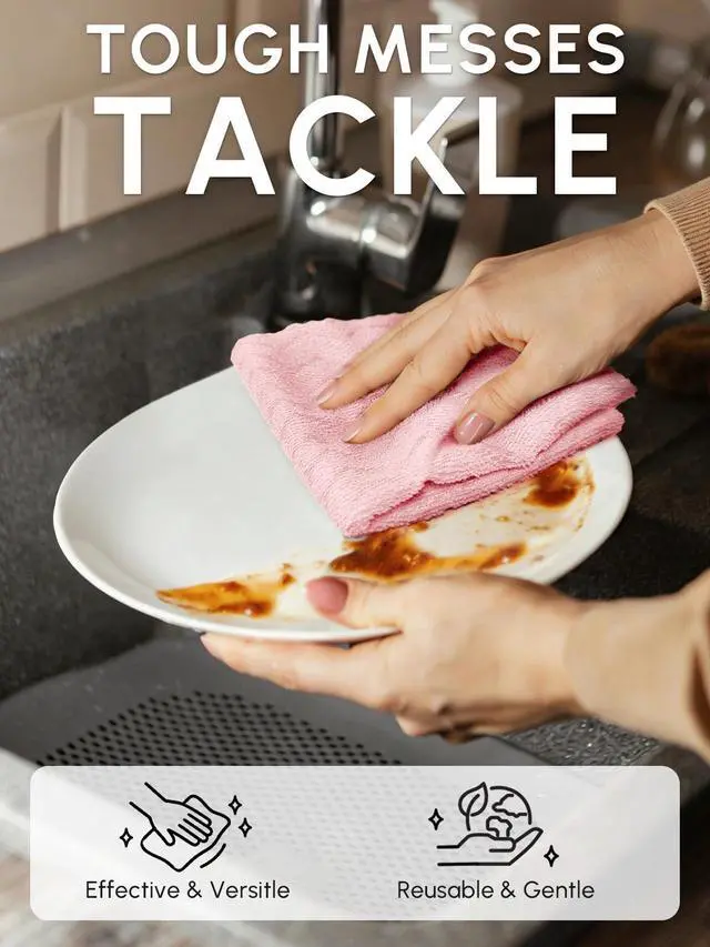 Alt view image 6 of 7 - Microfiber Cleaning Cloths Roll, 75 Pack Tear Away Microfiber Towels Roll, 12" x 12" Lint Free Rags, Reusable Cleaning Cloths, Washable, Scratch Free,Ultra Absorbent Dish Rags(Pink Ripple)