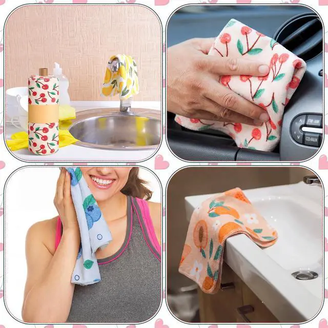 Alt view image 4 of 7 - 30 Pcs Reusable Paper Towels Rolls Towels Bulk Kitchen Washable Paperless Cloth Cotton Hand Napkins with Cardboard Reusable Napkins for Kitchen Bathroom (Fruit Design)