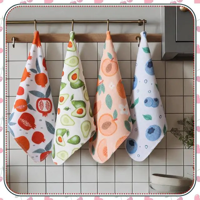 Alt view image 3 of 7 - 30 Pcs Reusable Paper Towels Rolls Towels Bulk Kitchen Washable Paperless Cloth Cotton Hand Napkins with Cardboard Reusable Napkins for Kitchen Bathroom (Fruit Design)