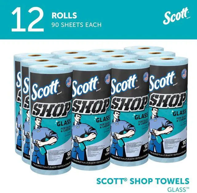Alt view image 2 of 7 - Glass Towels (32896), Blue, Cloth-like Paper Towel for Mirrors and Chrome, 8.6"x11" Wipe (12 Rolls of 90 Sheets, 1,080 Sheet Total)