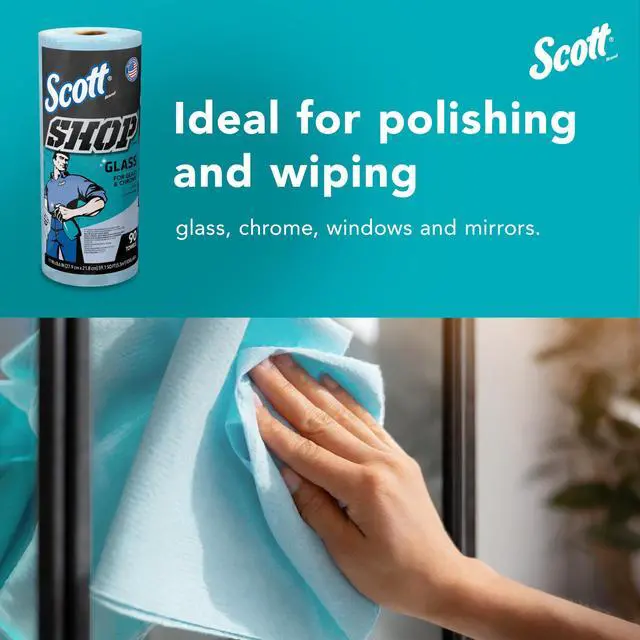 Alt view image 7 of 7 - Glass Towels (32896), Blue, Cloth-like Paper Towel for Mirrors and Chrome, 8.6"x11" Wipe (12 Rolls of 90 Sheets, 1,080 Sheet Total)