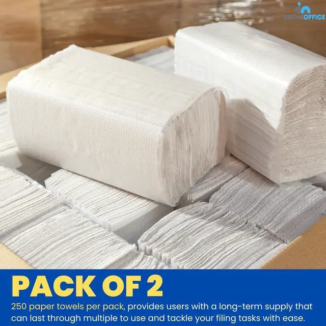Alt view image 3 of 6 - Multifold Paper Towels, Paper Hand Towels for Bathroom, Folded Paper Towels, 1-Ply, 9" x 9.45", 250 Towels/Pack, 2 Pack