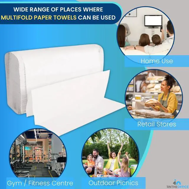 Alt view image 4 of 6 - Multifold Paper Towels, Paper Hand Towels for Bathroom, Folded Paper Towels, 1-Ply, 9" x 9.45", 250 Towels/Pack, 2 Pack