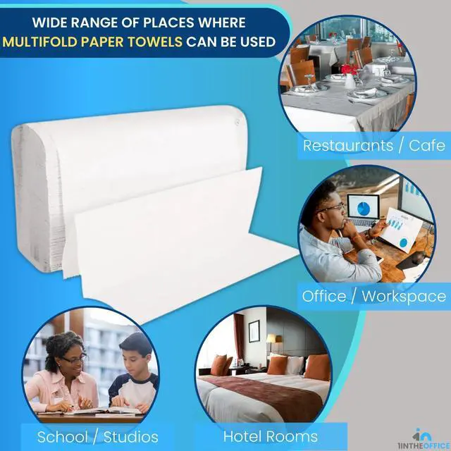 Alt view image 5 of 6 - Multifold Paper Towels, Paper Hand Towels for Bathroom, Folded Paper Towels, 1-Ply, 9" x 9.45", 250 Towels/Pack, 2 Pack
