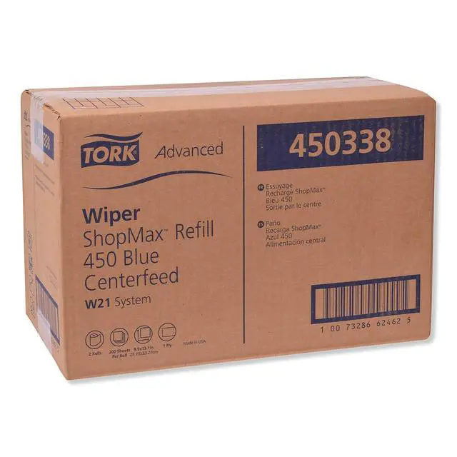 Alt view image 2 of 7 - ShopMax Heavy Duty Centerfeed Paper Towel Blue W22, High Absorbency, 450 Sheets, 450338
