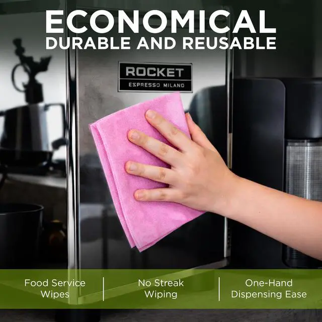 Alt view image 3 of 7 - Fresh Towel Foodservice Reusable Paper Towels - 1/4 Fold, 13 x 20 inches - (1 Case of 200) All Purpose Cleaning Towels (Pink Solid)