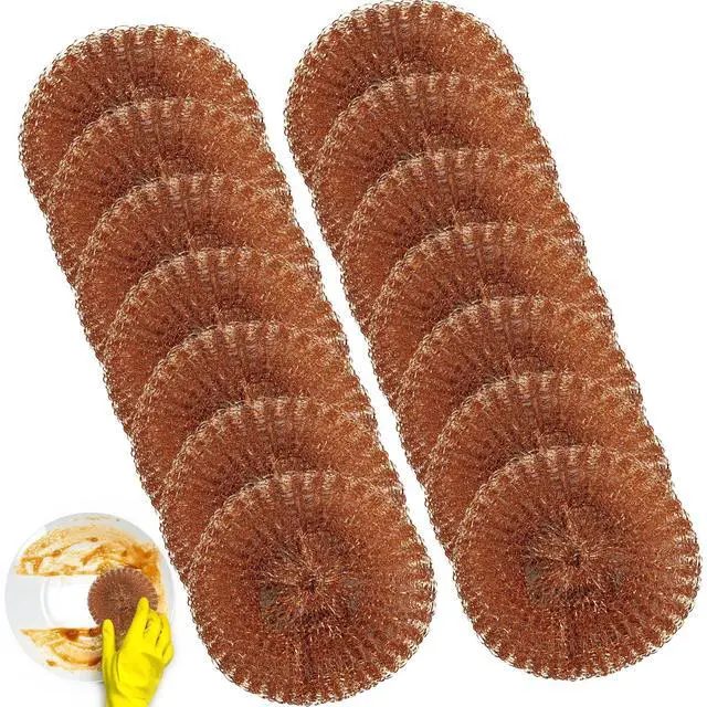 Alt view image 2 of 7 - 30 Pcs Copper Coated Scouring Pad for Dishes Pots Pans and Ovens Easy Scouring for Tough Kitchen Cleaning