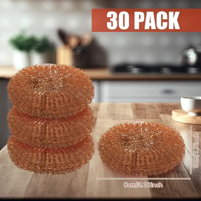 Alt view image 3 of 7 - 30 Pcs Copper Coated Scouring Pad for Dishes Pots Pans and Ovens Easy Scouring for Tough Kitchen Cleaning