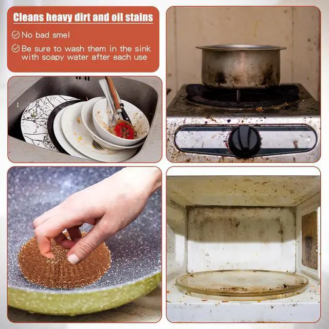 Alt view image 4 of 7 - 30 Pcs Copper Coated Scouring Pad for Dishes Pots Pans and Ovens Easy Scouring for Tough Kitchen Cleaning
