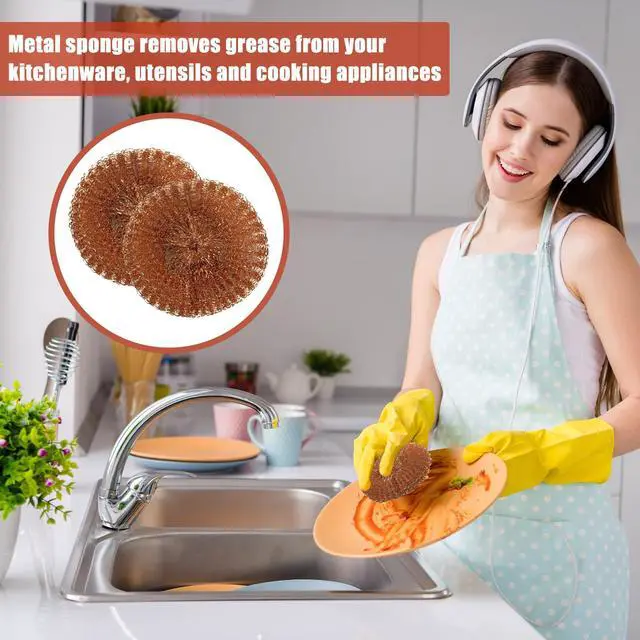 Alt view image 5 of 7 - 30 Pcs Copper Coated Scouring Pad for Dishes Pots Pans and Ovens Easy Scouring for Tough Kitchen Cleaning