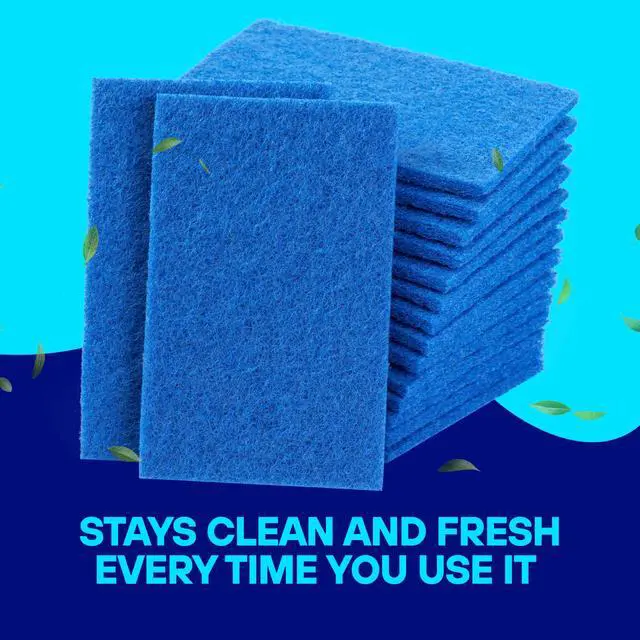 Alt view image 3 of 5 - Scouring Pad 24 Pack - Heavy Duty Scrub Pads for Cleaning Dishes - Non-Scratch Reusable Scrubbing - Blue