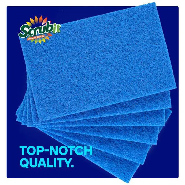 Alt view image 5 of 5 - Scouring Pad 24 Pack - Heavy Duty Scrub Pads for Cleaning Dishes - Non-Scratch Reusable Scrubbing - Blue