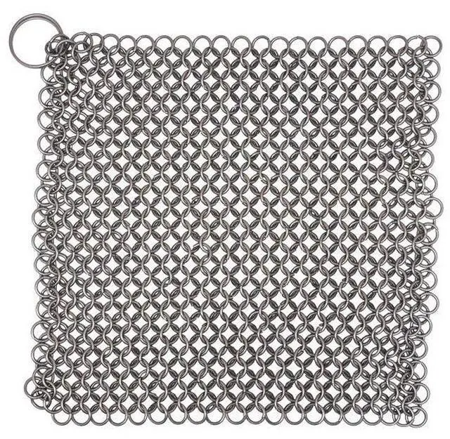 Main image of Chainmail Scrubber Cleaner 7.8" x 7.8" Premium 316L Stainless Steel Scrubber for Cast iron Pots,Pan, BBQ Grill, Wok and All Kitchenware Items - Stainless Steel