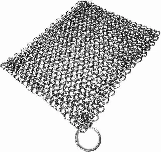 Alt view image 7 of 7 - Chainmail Scrubber Cleaner 7.8" x 7.8" Premium 316L Stainless Steel Scrubber for Cast iron Pots,Pan, BBQ Grill, Wok and All Kitchenware Items - Stainless Steel