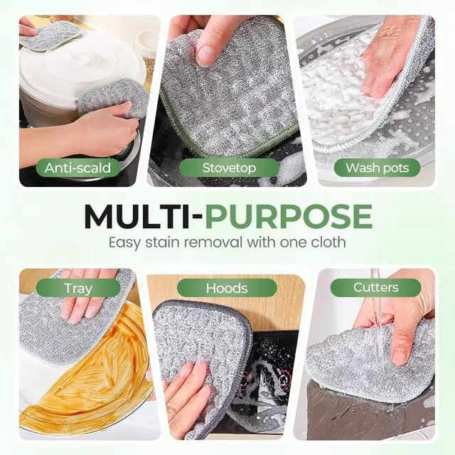 Alt view image 3 of 6 - Multipurpose Wire Dishwashing Cloth 2025 Upgraded Double-Sided Dishwashing Cloth, Stainless Steel Wire with Multi-Layer Cotton Thread, Metal Scrubbing Pads for Kitchen Cleaning (10 PCS)