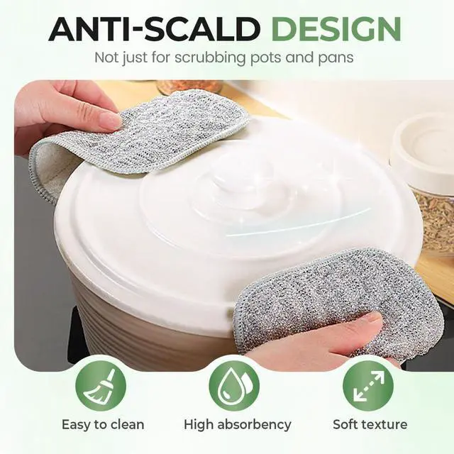 Alt view image 4 of 6 - Multipurpose Wire Dishwashing Cloth 2025 Upgraded Double-Sided Dishwashing Cloth, Stainless Steel Wire with Multi-Layer Cotton Thread, Metal Scrubbing Pads for Kitchen Cleaning (10 PCS)