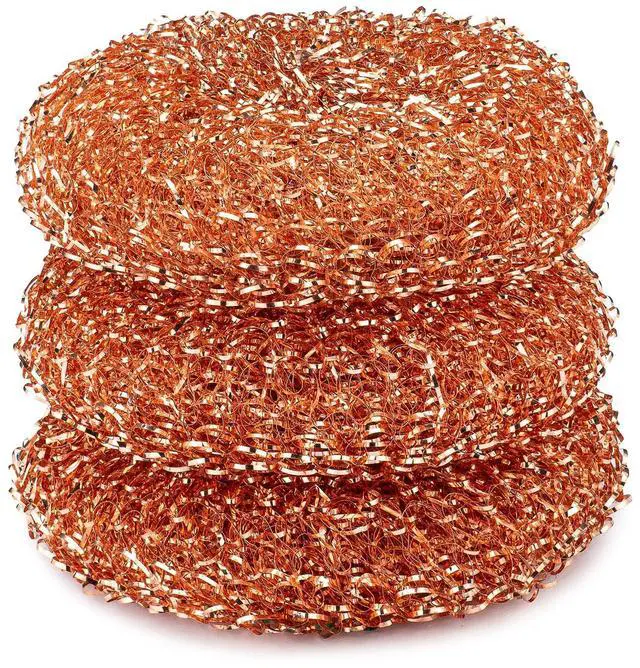 Main image of Completely Copper Scrubbers 3 Pack - Heavy Duty, Rust-Resistant, Kitchen Cleaning, Pots, Pans, Grill, Cast Iron