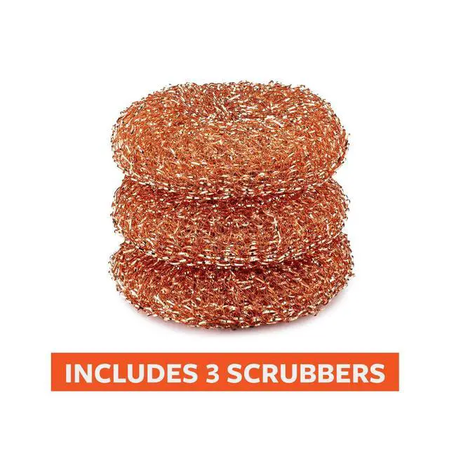 Alt view image 5 of 7 - Completely Copper Scrubbers 3 Pack - Heavy Duty, Rust-Resistant, Kitchen Cleaning, Pots, Pans, Grill, Cast Iron