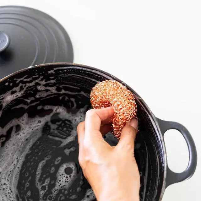 Alt view image 7 of 7 - Completely Copper Scrubbers 3 Pack - Heavy Duty, Rust-Resistant, Kitchen Cleaning, Pots, Pans, Grill, Cast Iron